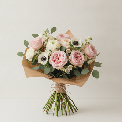 Signature hand-tied bouquet of seasonal flowers