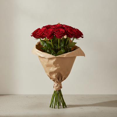 Bouquet of long-stem red roses