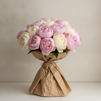 Bouquet of blush and cream peonies